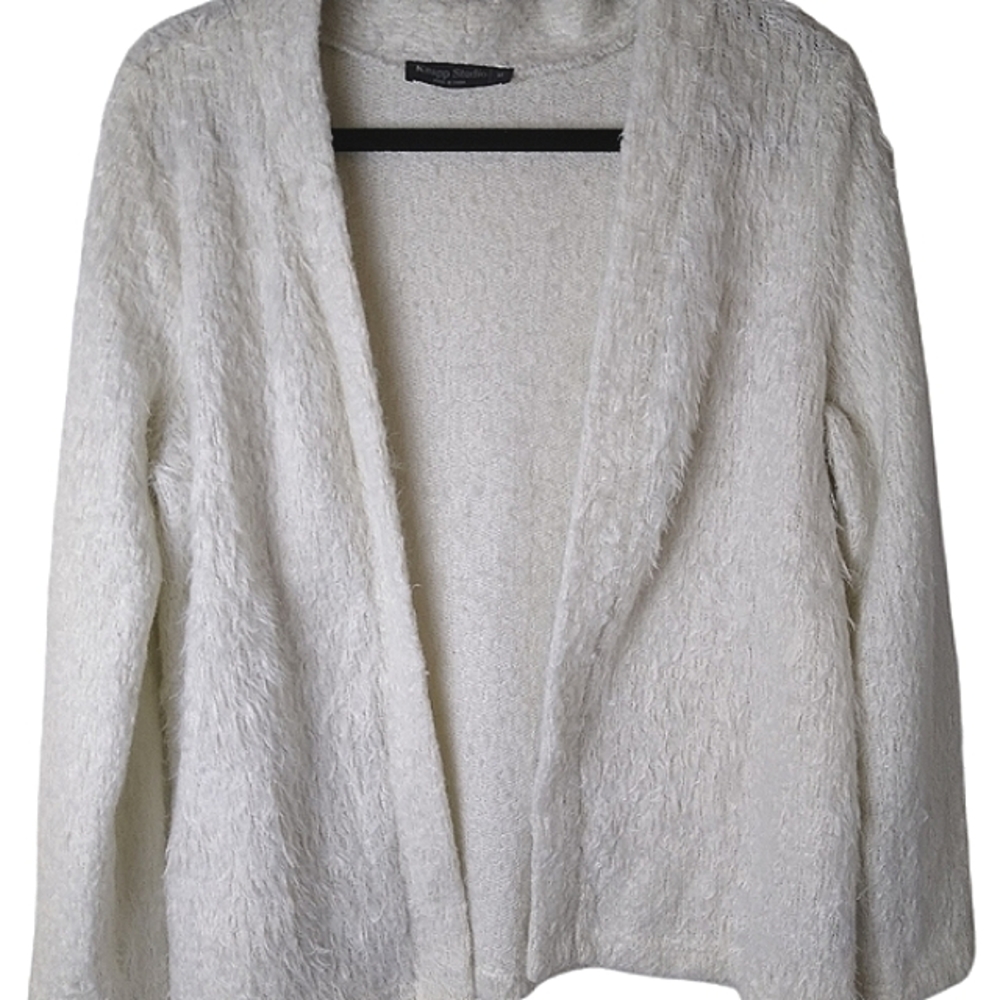 Eyelash Open Front Cardigan Sweater Size M EUC